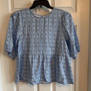 Blue Patterned Women's Top